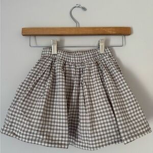 Bonpoint Cream and Brown Plaid Elastic Waist Skirt